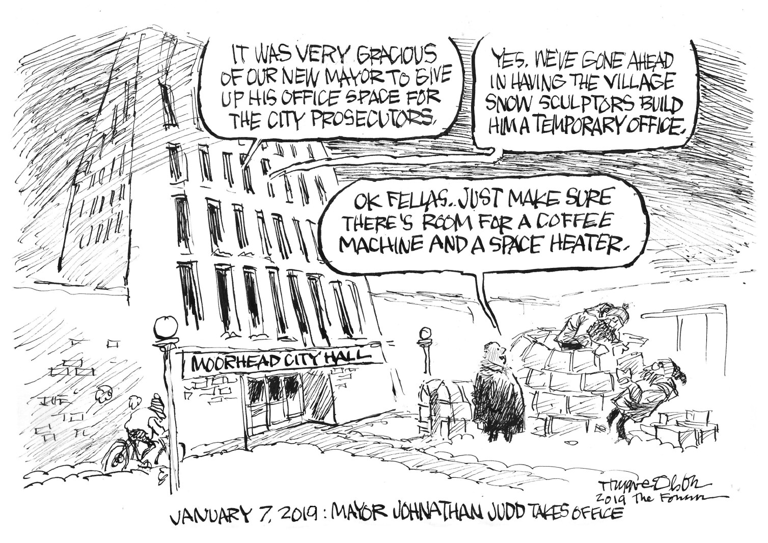 Trygve Olson cartoon The Mayor's Office InForum Fargo, Moorhead